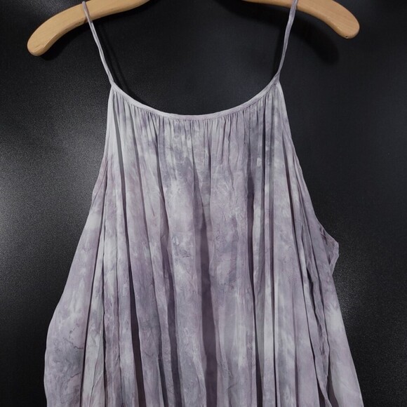 BLUE LIFE Shirred Waist Dress Cold Shoulder Mini in Boho Goddess Oasis Grey XS - Picture 8 of 14